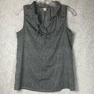 Women’s J Crew Size 4 Sleeveless Ruffle Neck Top Harringbone Business Top Career